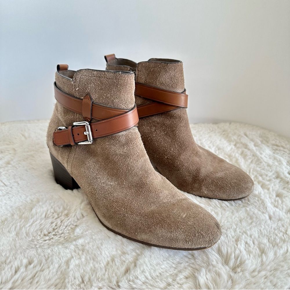 Coach Pauline Taupe Suede Ankle Boot, 8.5